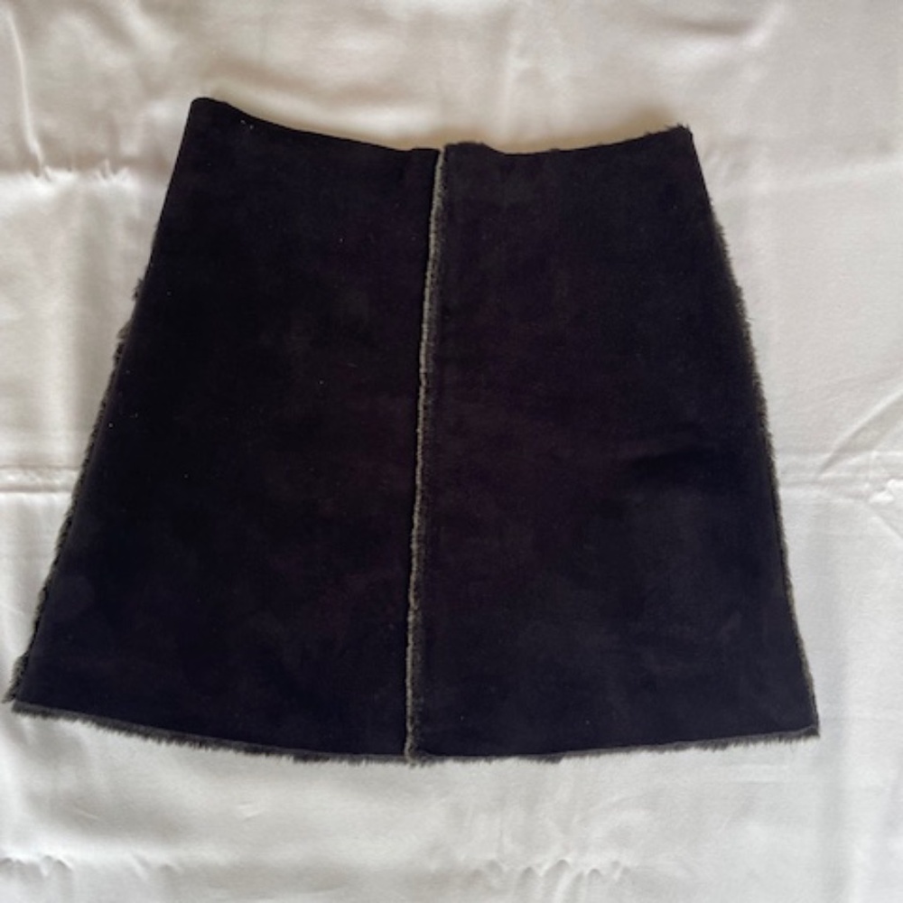 Lili Gaufrette wool and faux fur girl's chocolate brown winter skirt